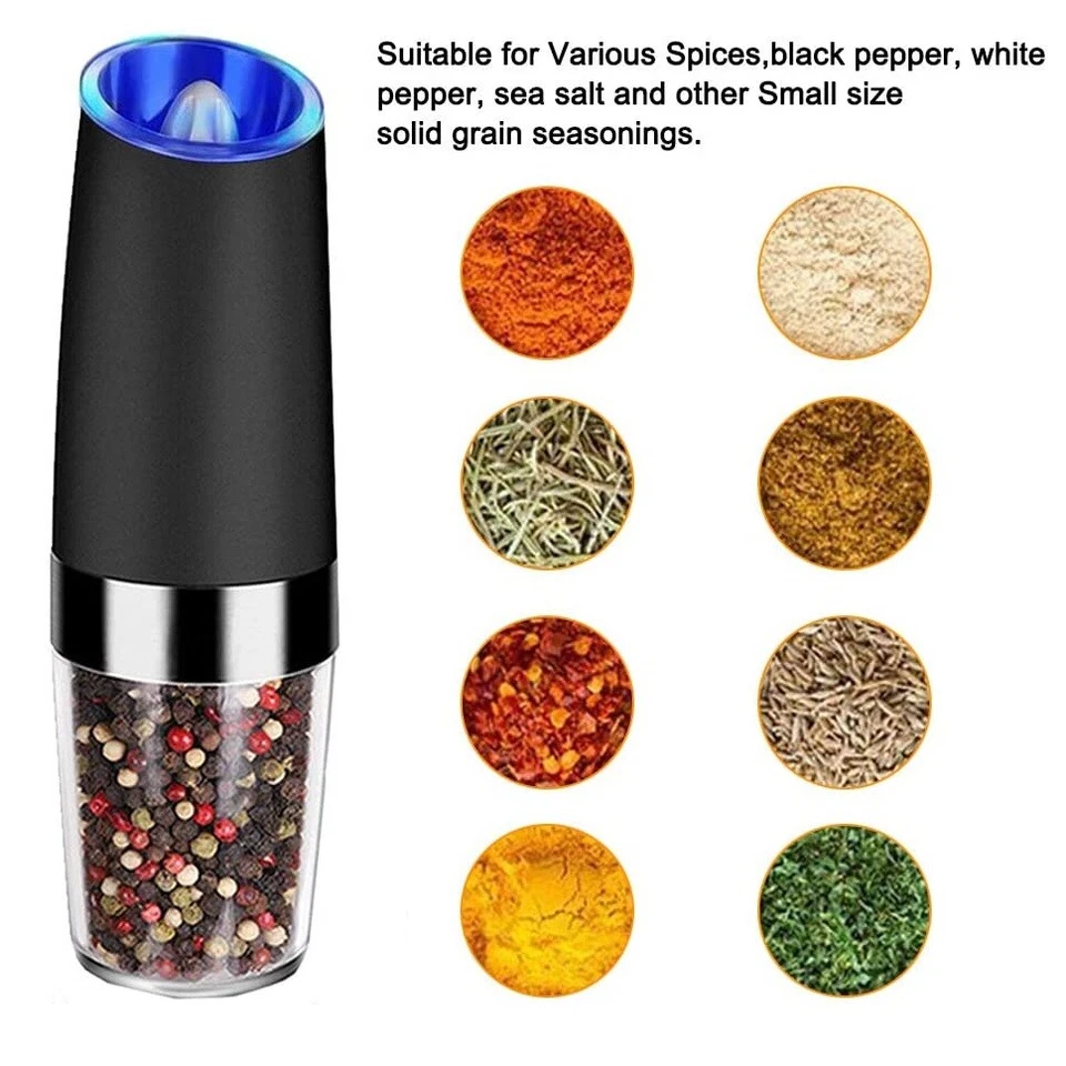 US Electric Battery Salt Pepper Grinder Adjustable Shakers Automatic Stainless - Image 3 of 4