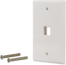White 1 Port Hole Keystone Jack Flat Wall Plate with Smooth Surface 10/pack