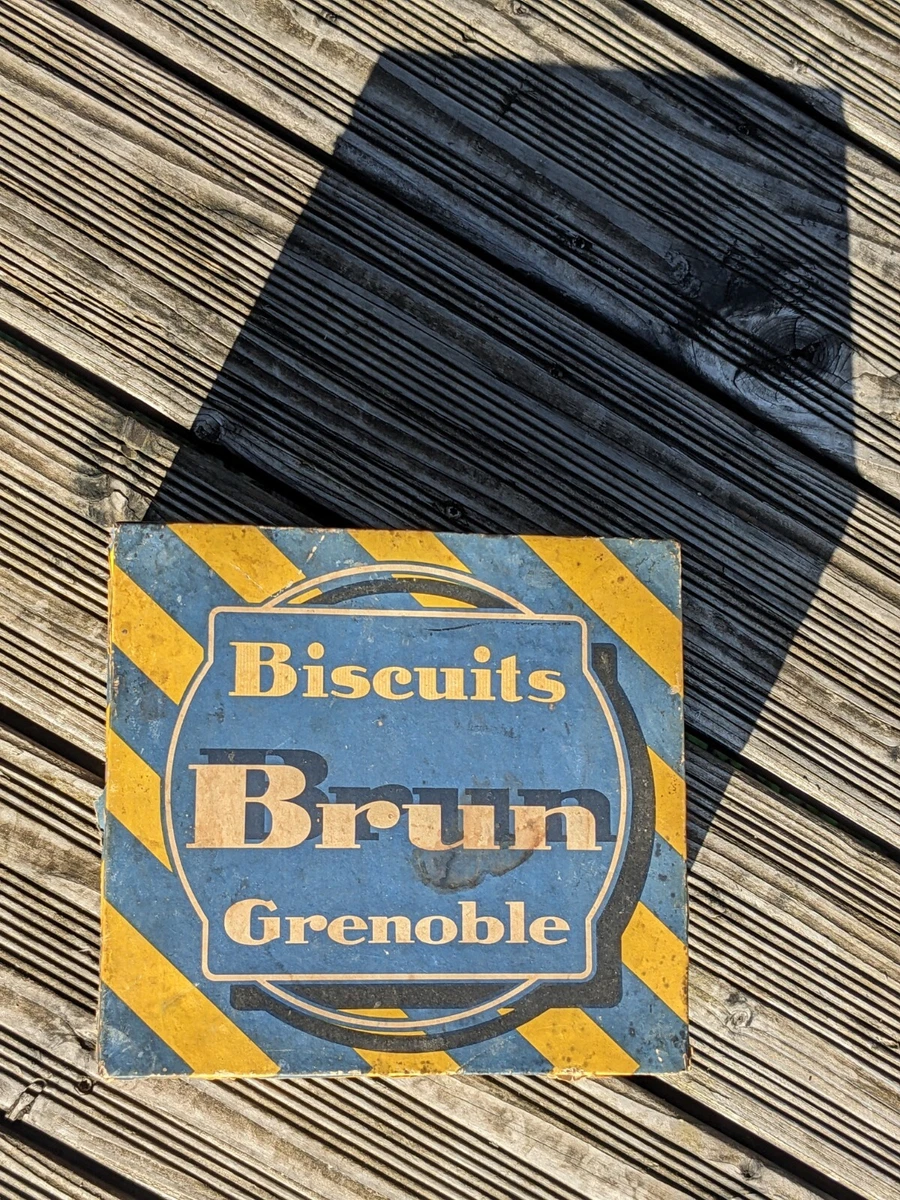Ancienne Boîte à Biscuits En Tôle - Autorail Brun - Avant-guerre (état De Jeu)