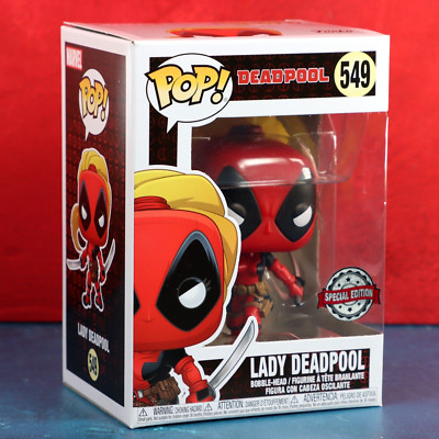 Funko Pop Lady Deadpool 549 SE Sticker Small Side Box Flaw 2019 With Protector