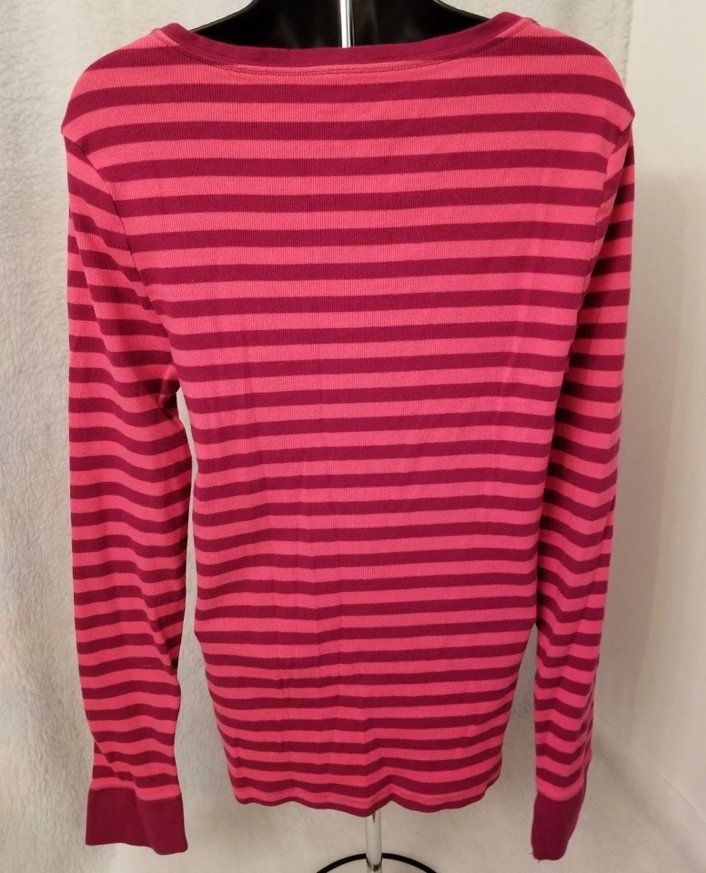 Camisa Top Blusa Mujer Faded Glory Talla XXL 20 2XL 2X Grande Rosa Rayas Foto 3 de 3