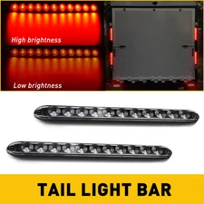 2pcs 15" Clear/Red 11 LED Trailer Truck RV Stop Tail Rear brake Light Bar Sealed