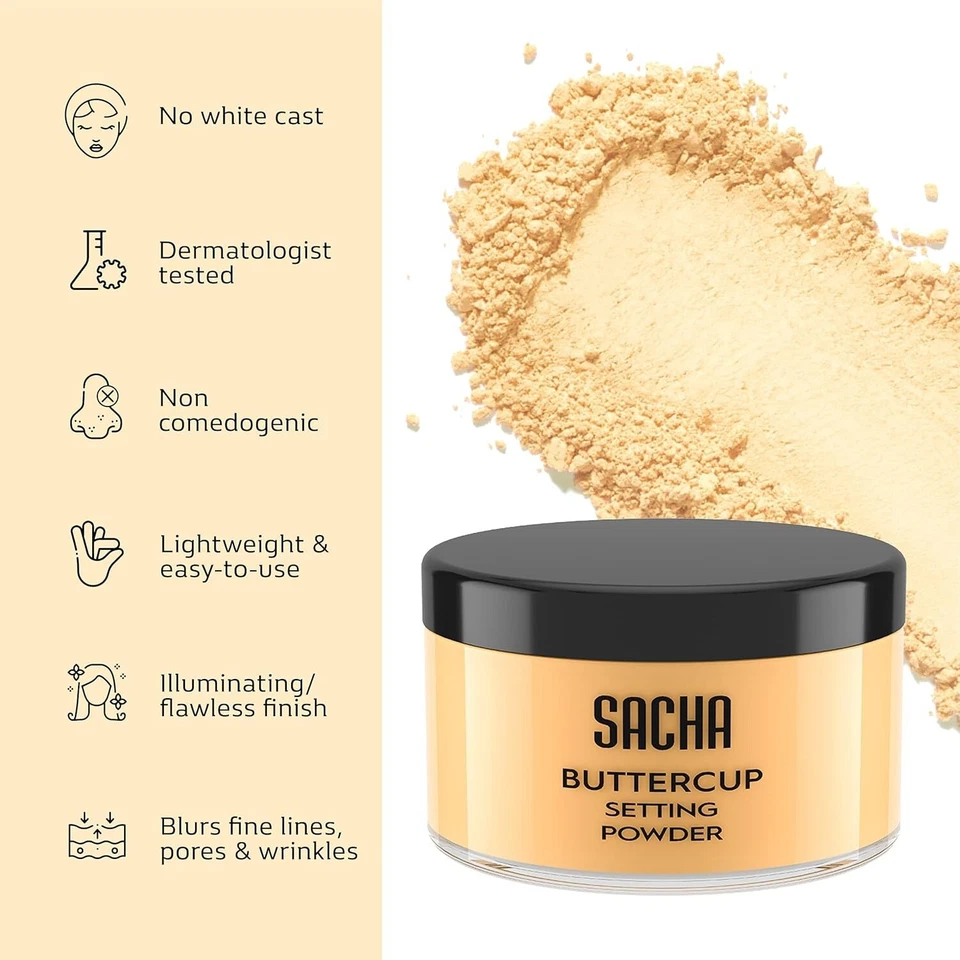 Buttercup Setting Powder – Flawless Matte Finish | Sacha Cosmetics | 1.75 oz - Image 4 of 4
