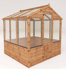 6x6 WOODEN GREENHOUSE GARDEN HOTHOUSE TIMBER WOOD POTTING SHED APEX WINDOWS 6FT