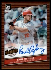 2020 Donruss Optic Highlights Signatures Orange Paul DeJong Auto 08/50 St. Louis