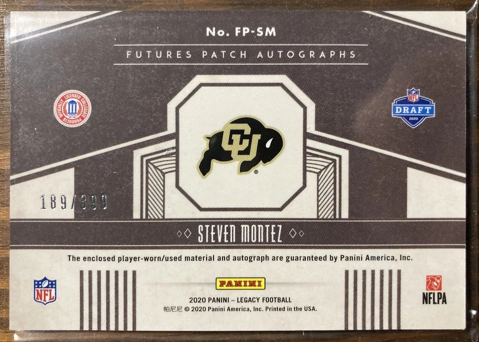 2020 Panini Legacy Futures Patch Autographs #FP-SM Steven Montez RC 189/399 - Image 2 of 2