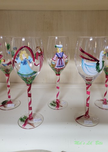 Block Hand Painted Collectable Glassware 12 Days of Christmas Water/Wine Goblets - Picture 3 of 5