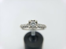 Vintage 14k White Gold Natural Round Diamond Engagement Ring