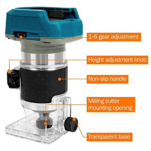 Cordless Brushless Trimmer Woodworking Compact Router For Makita 18V Battery - Picture 8 of 15
