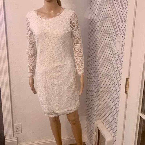 NWT Woosea Laced lined White Midi Dress Women size Medium - Picture 3 of 12