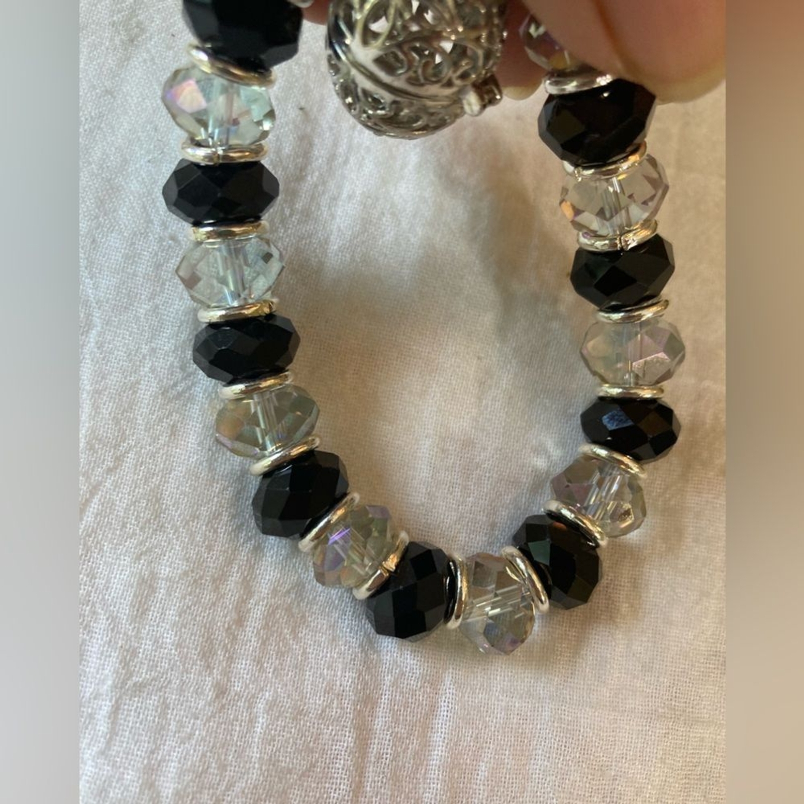 Multi Colored Crystals Stretch Bracelet with Pray… - image 8