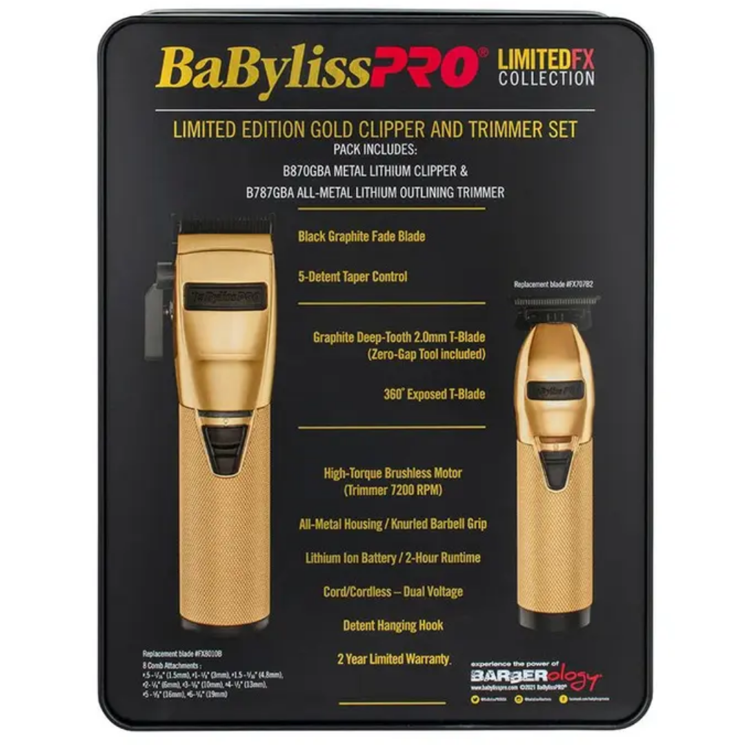 BaBylissPRO LimitedFX Gold Clipper & Outliner Trimmer Duo Pack