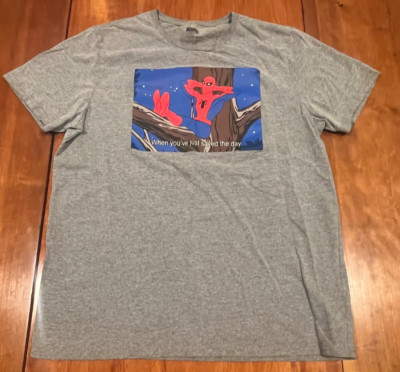 Marvel Comics Spider-Man Men's XL Just Saved The Day Meme Gray T-Shirt