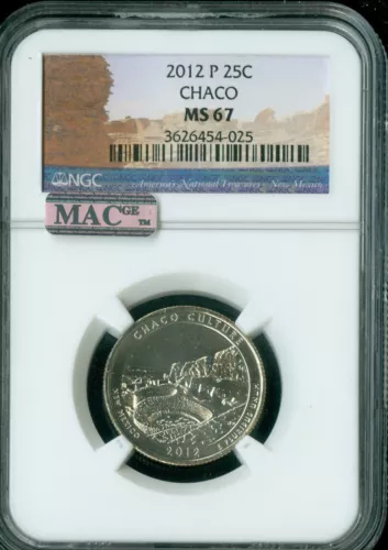 2012 P CHACO CULTURE PARKS QUARTER NGC MS67 2nd FINEST REGISTRY MAC SPOTLESS *