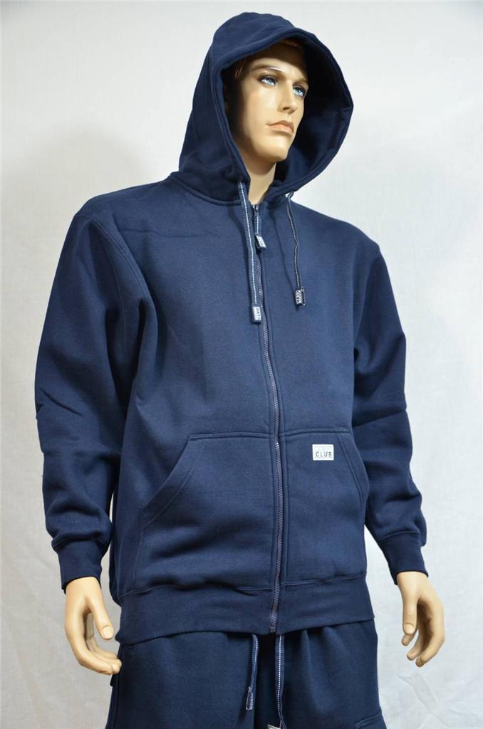 1 NEW PRO CLUB HEAVY WEIGHT FLEECE FULL ZIP HOODIE SWEATSHIRT NAVY BLUE S-7XL