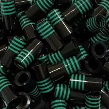 12 Premium Quality Iron Ferrules Black w/ Quad Green Rings 1