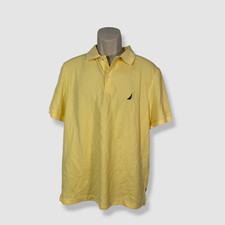  70 Nautica Men's Yellow Classic-Fit Sustainably Crafted Deck Polo Shirt Size L