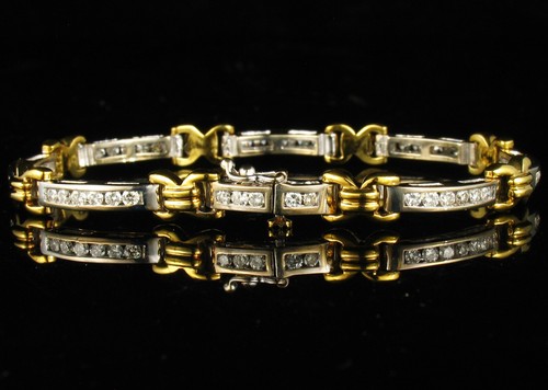SIMON G. SIGNIERTES VINTAGE RUNDSCHLIFF NATÜRLICHER DIAMANT GELB & WEISSGOLD ARMBAND - Bild 5 von 10