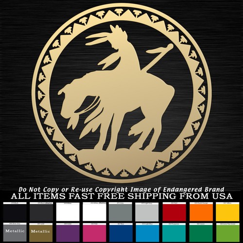 - Native American Tired Brave on Horse Round End of Trail Sticker Decal - Bild 1 von 12