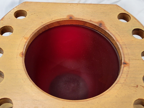 Vintage Dun-Rite Rubinrot Glas Humidor & Holz 10 Pfeifen Ständer Halter Pferdekopf Deckel - Bild 5 von 12