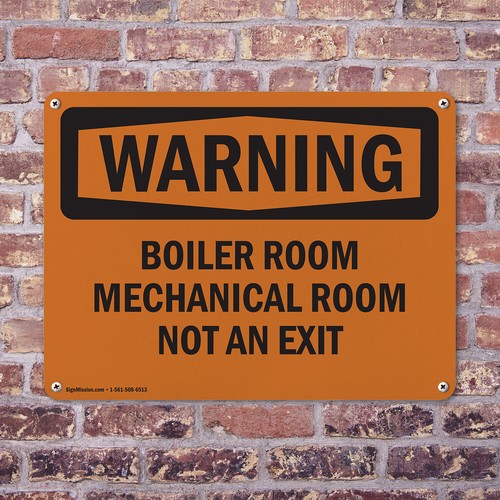 (2 Stück) Kesselraum Mechanischer Raum kein Ausgang OSHA Warnschild Aufkleber Metall - Bild 4 von 22