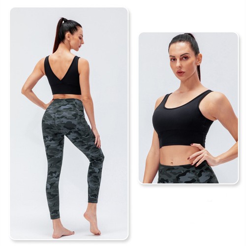 Kompressionsleggings Fitness Tight Damen High Waist Yogahose Taschen Sport Gym - Bild 2 von 13