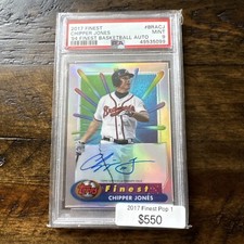 2017 Topps Finest 1994 Finest Basketball Autograph Chipper Jones PSA 9 Pop 1