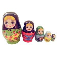 5pcs Hand Painted Russian Nesting Dolls Babushka Matryoshka Wooden Craft Gifts