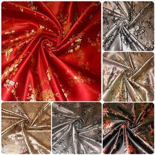 Shiny Floral Blossom Design Chinese Brocade Fabric 45” Wide Dress Upholstery