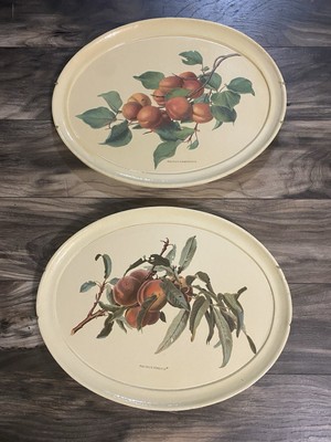 Vintage Prunus Persica and Prunus Armeniaca Platter Set Very Rare
