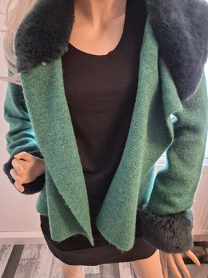 Ellen Tracy Luxus Pulli M Pullover Jacke Cardigan smaragd grün neu Hallhuber