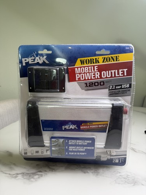 #ad Peak Work Zone 1200 Watt Mobile Power Outlet 2.1 AMP USB NEW $50.00