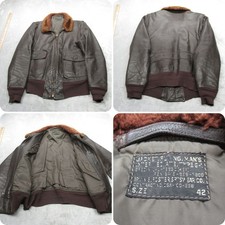 VTG 50s US Navy G-1 Leather Bomber Flight Jacket Men Irvin Foster Brown 42 RARE