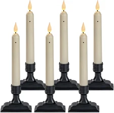 Homemory 6 Pcs Window Candles with Sensor Dusk to 7 inches, A-Black Holders 