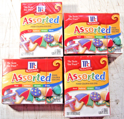 McCormick FOOD COLOR & EGG DYE Red Yellow Green Blue  **FOUR PACKS**