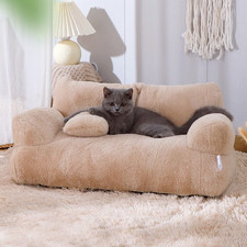 Warm Fluffy Pet Couch Bed Washable Non-Slip Sofa for Small Medium Pets