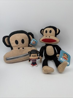 Paul Frank Julius Monkey Plush Lot Knit Doll Zipper Pouch Bag Figure w/ Tags