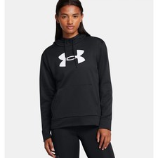 NWT Under Armour Armour Fleece Big Logo Women's Hoodie in Black size Medium