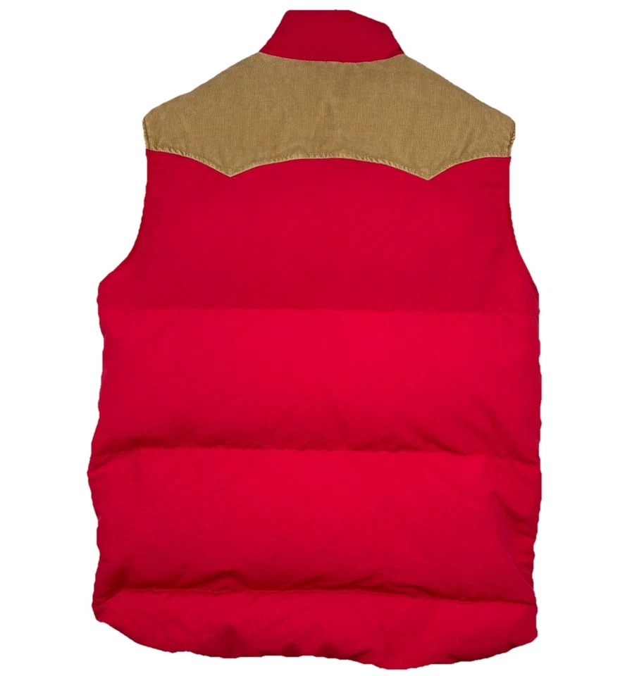 Винтажный Levis мужской вниз пуховик жилет L Western Y2K ковбой красный поли вельвет молнии - Изображение 2 из 4