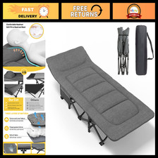 Portable Camping Cot for Adults - Lightweight Folding Bed with Cushion Pillow,