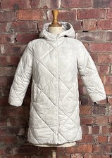 Marks & Spencer M&S - Girls Cream/Winter White Long Puffer Jacket Size 6-7 Years