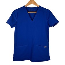 Figs Technical Collection Medical Nurse Royal Blue Scrub Top Womens XS