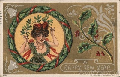 New Year/Lady Happy Year 1908 San Jose, CA Original Vintage Postcard