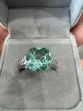 BLUE SPINEL-statement 10x10mm Sz 9 Ring Sterling Silver