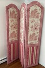 Red/Pink Toile 3-Paneled Room Divider/ Privacy Screen, Gorgeous & Sturdy