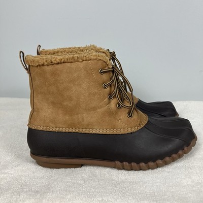 Henry Ferrera Mission-72-00 Duck Boots Womens 9 Brown Waterproof Rain Lace Up 