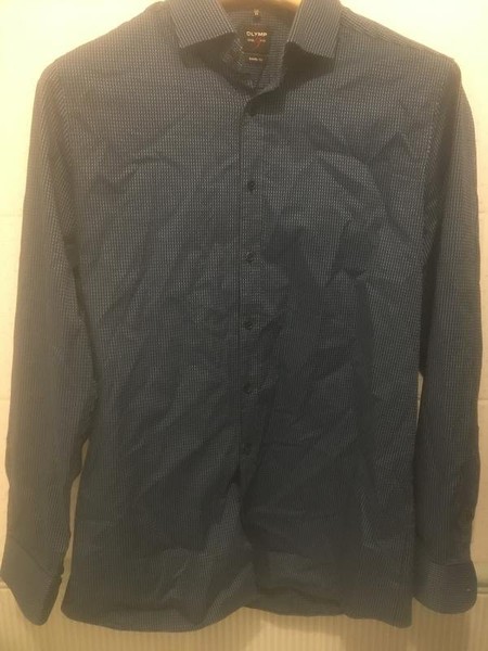 Men Olymp Shirt Navy Cotton 42 / XL / 50 #BWZD