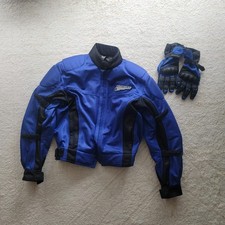 Firstgear Hypertex Motorcycle Riding Jacket Blue Black Mesh Padded  M + Gloves S