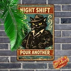 Vintage Bar Poster Funny Black Cat Metal Tin Sign 8x12 Wall Art