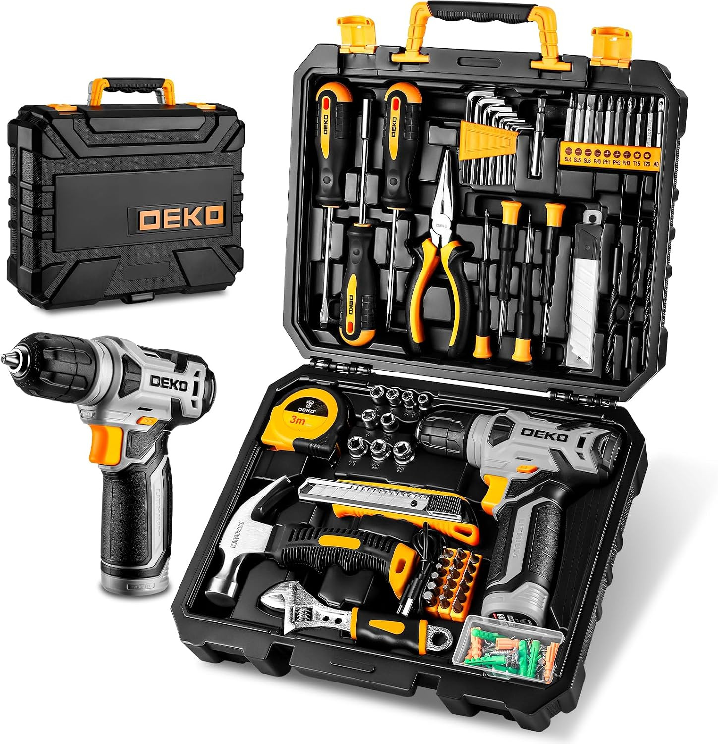 Cassetta Attrezzi Completa Con Trapano Avvitatore Batteria 8V, 126 Pezzi Valiget